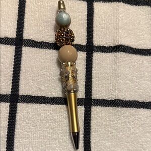Elegant Gold and Cream Beaded Pen